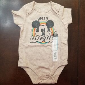 Disney baby tan Mickey Mouse onesie Size 6 mo NWT
